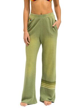 Aviator Nation - Rugby Stitch Wide Leg Sweatpants - Faded Army *Size L*